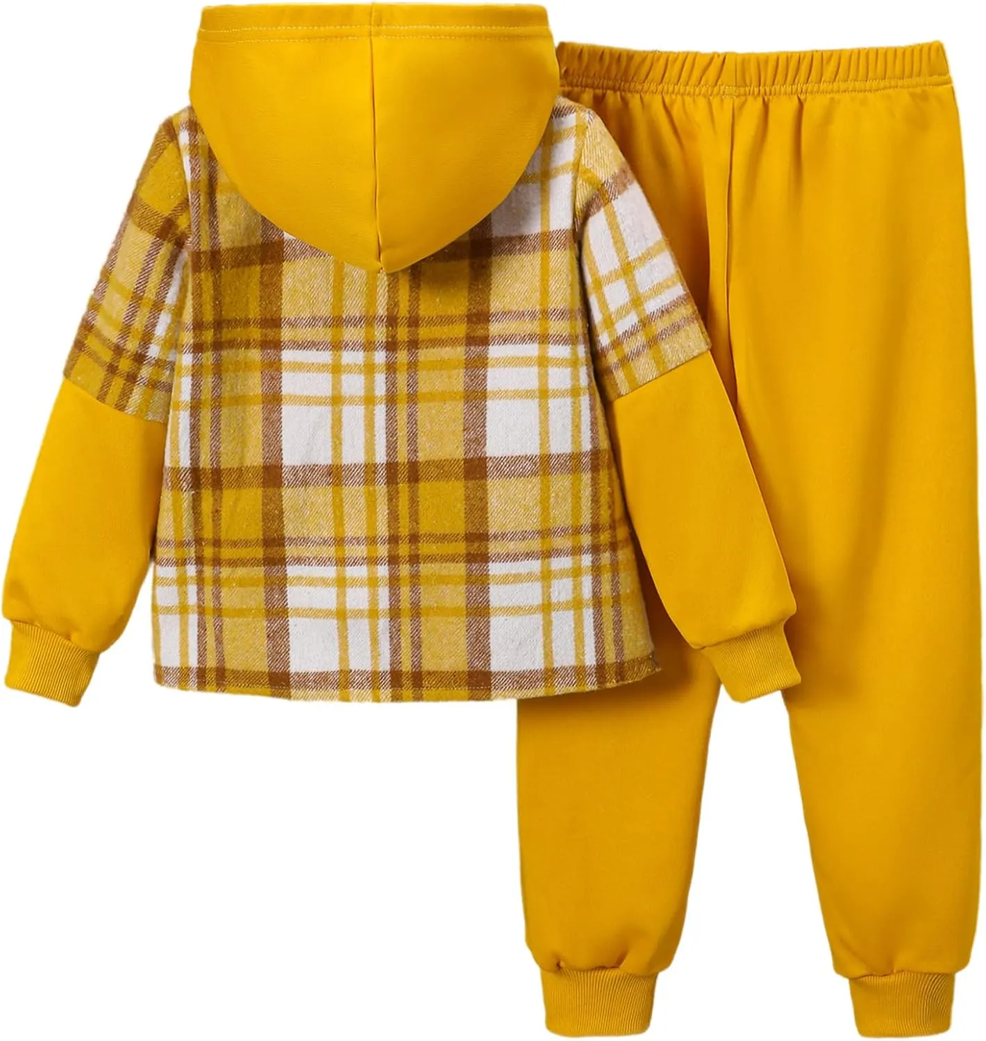 2Pcs Kids Boys Flannel Plaid Shirt Tops Pants Set Hoodie Sweatsuit for Fall Winter Spring Outfits 4-12 Years