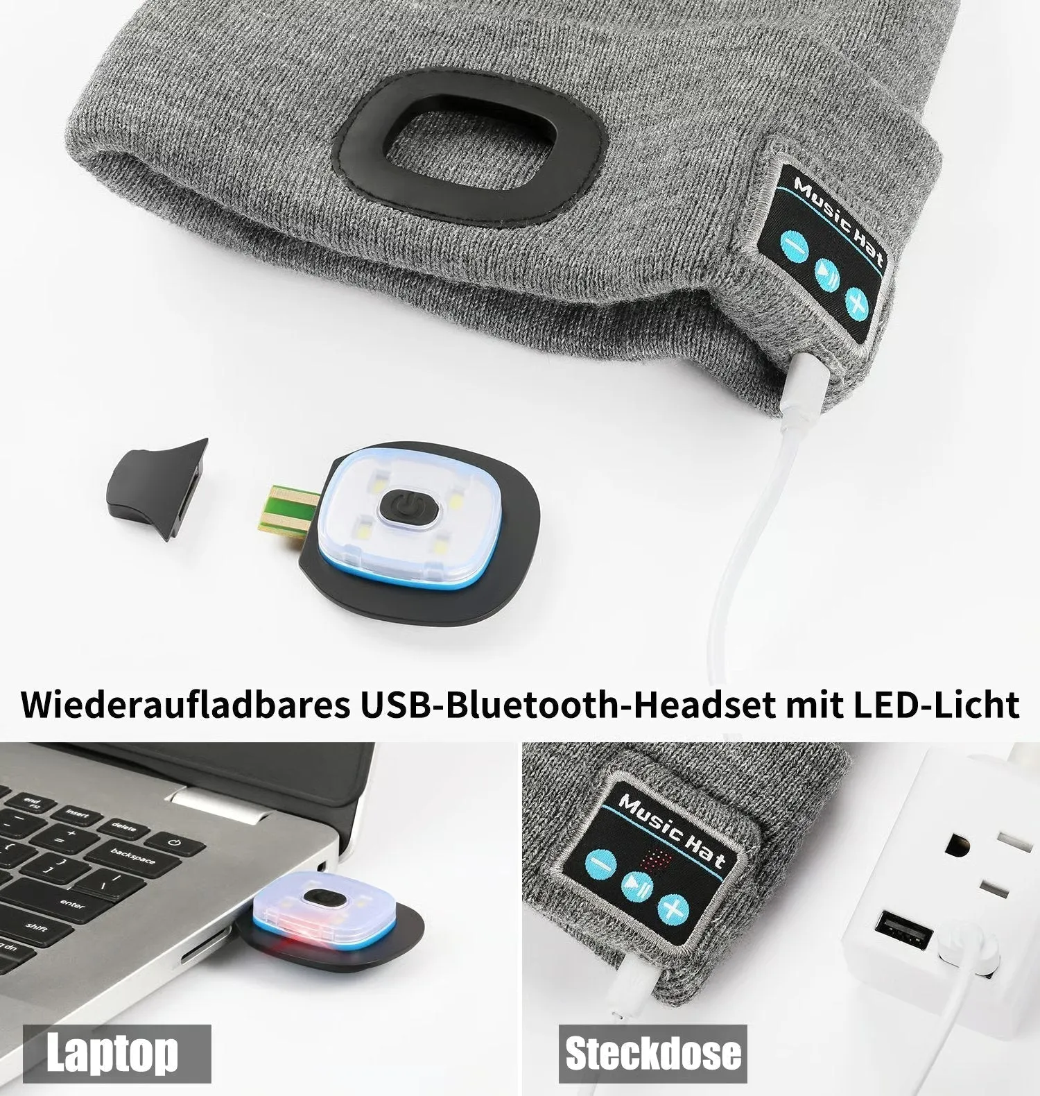 3 in 1 Bluetooth hoofdtelefoon gebreide muts