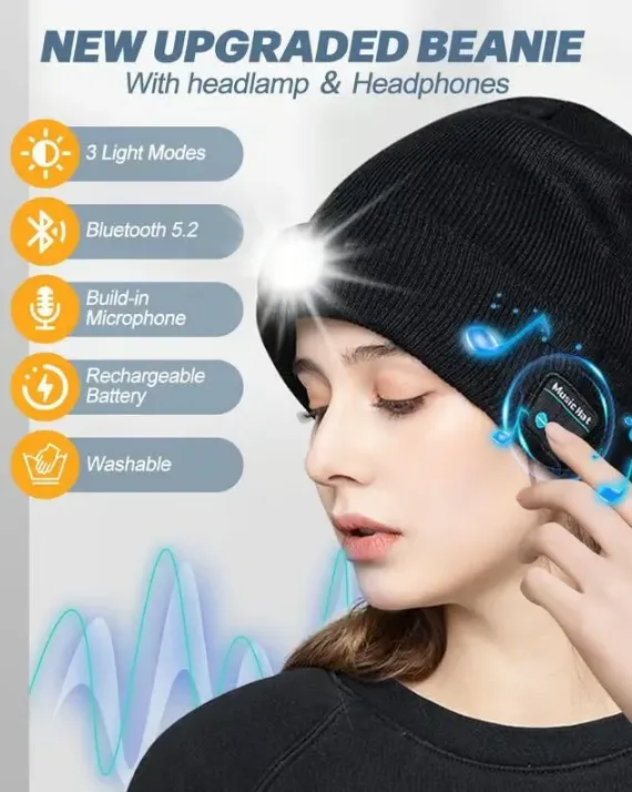 3 in 1 Bluetooth hoofdtelefoon gebreide muts