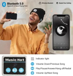 3 in 1 Bluetooth hoofdtelefoon gebreide muts