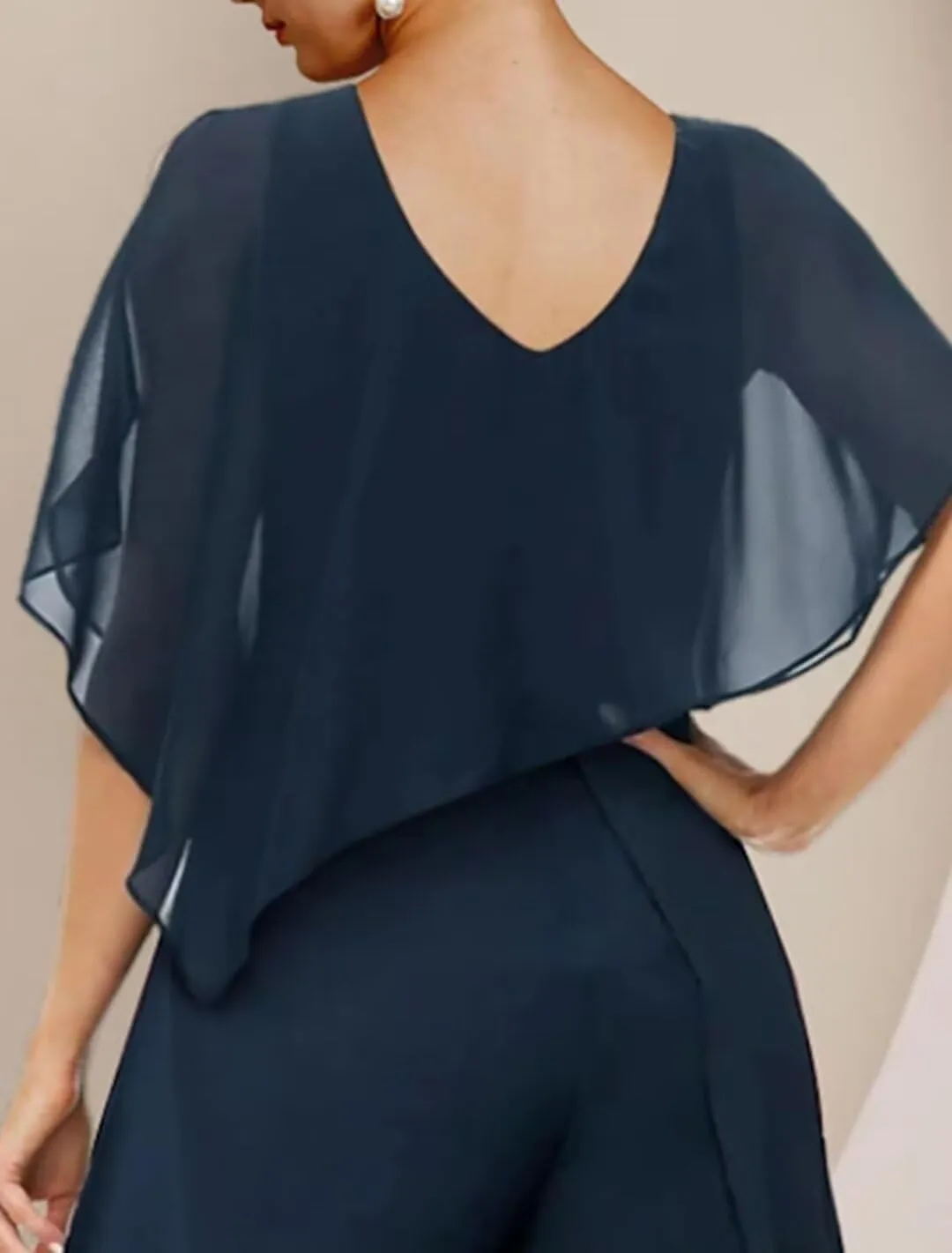 3 Pieces Mother of The Bride Pant Suits for Wedding Chiffon Pant Suits for Women Dressy Bead Jumpsuits