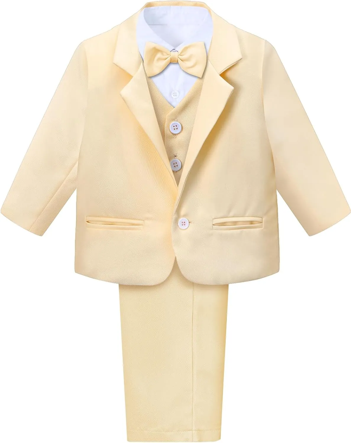 A&J DESIGN Baby Tuxedo 5-Piece Set Jacket & Shirt & Vest & Pants & Bowtie 6 Months - 3T