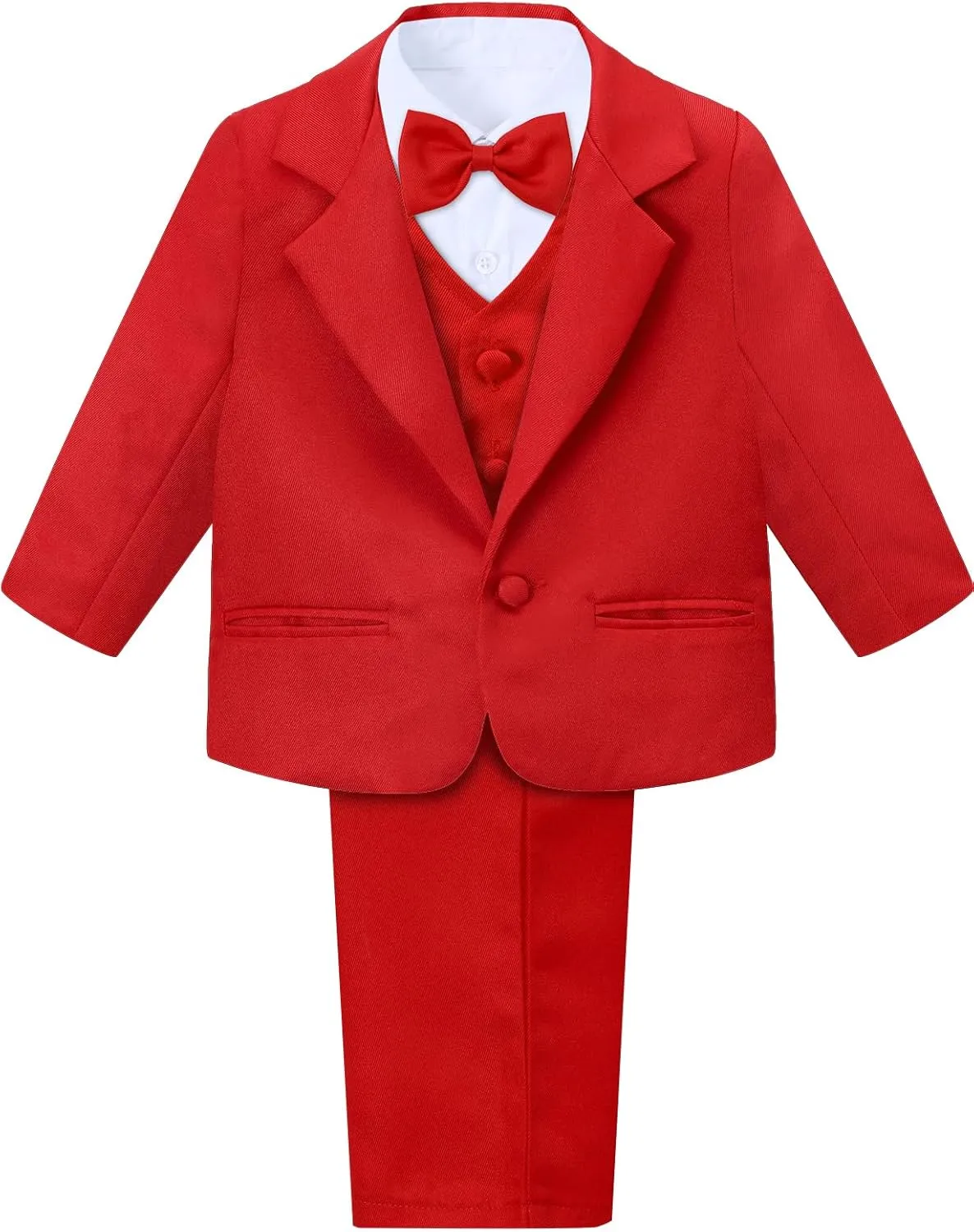 A&J DESIGN Baby Tuxedo 5-Piece Set Jacket & Shirt & Vest & Pants & Bowtie 6 Months - 3T