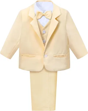 A&J DESIGN Baby Tuxedo 5-Piece Set Jacket & Shirt & Vest & Pants & Bowtie 6 Months - 3T