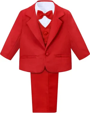 A&J DESIGN Baby Tuxedo 5-Piece Set Jacket & Shirt & Vest & Pants & Bowtie 6 Months - 3T