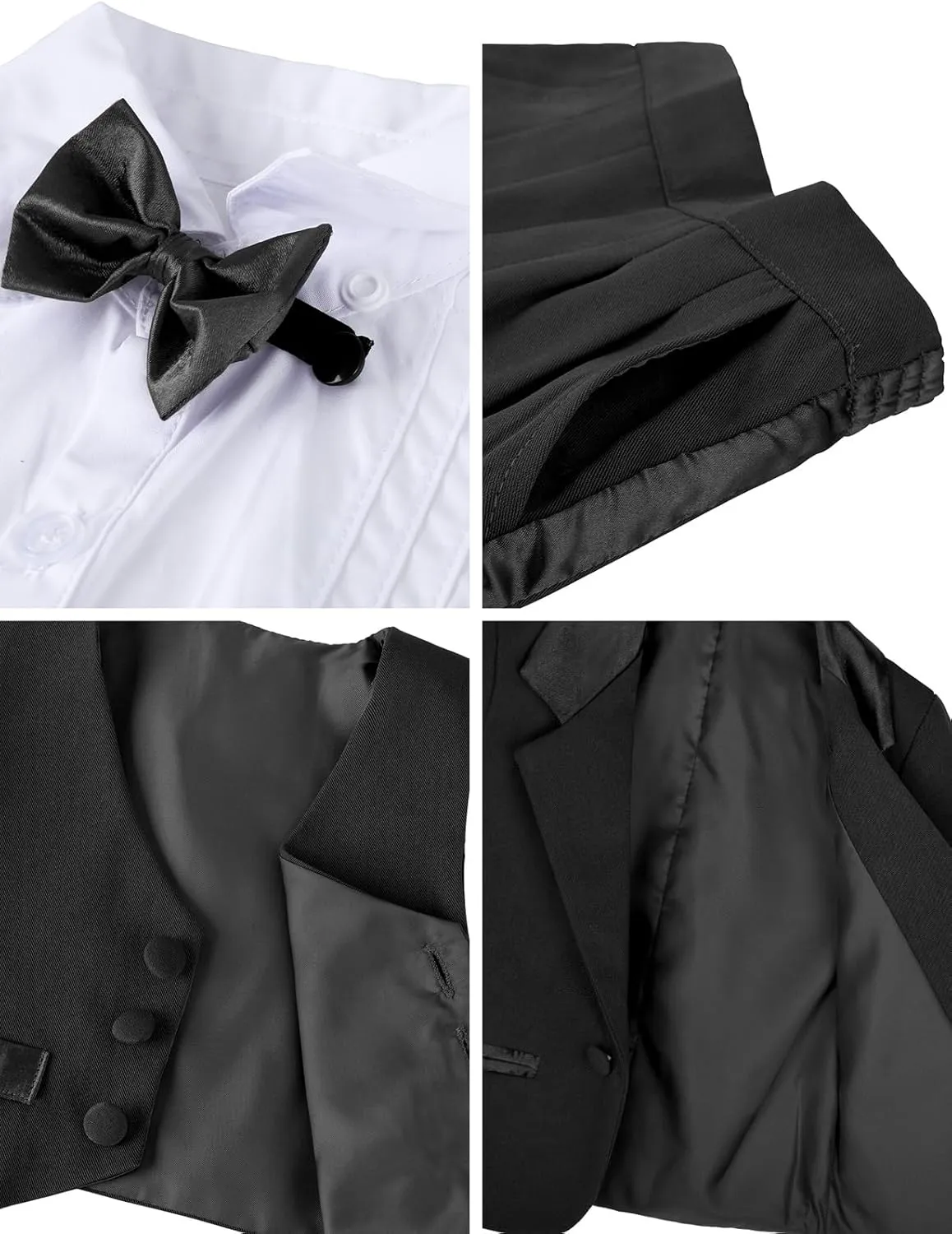 A&J DESIGN Baby Tuxedo 5-Piece Set Jacket & Shirt & Vest & Pants & Bowtie 6 Months - 3T