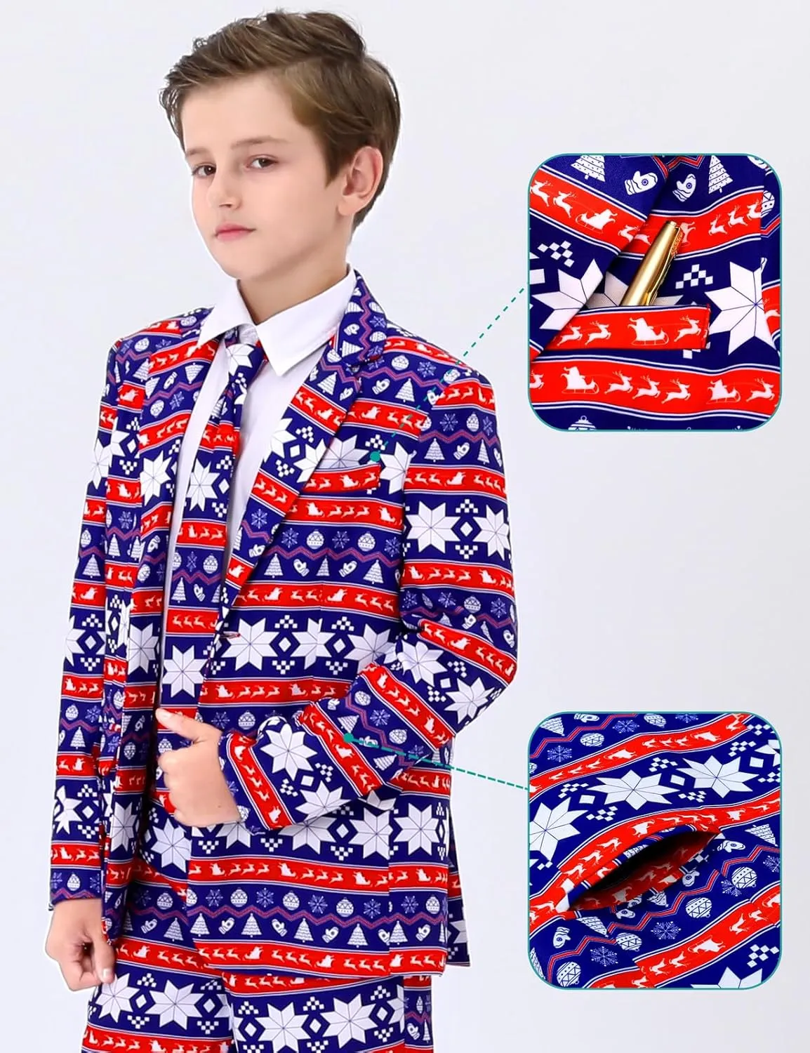 A&J DESIGN Boys Funny Print Suit for 6-16 Years