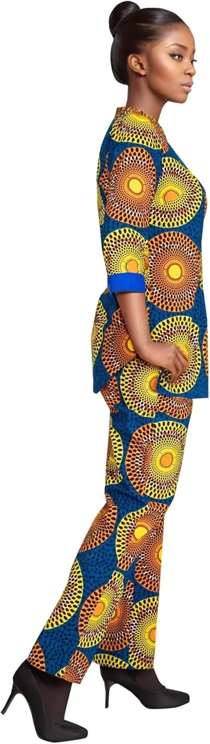 African Suit for Women Print Wax Plus Sizx 2 Piece of Top and Pant Sets Fashion Women in African Clothing