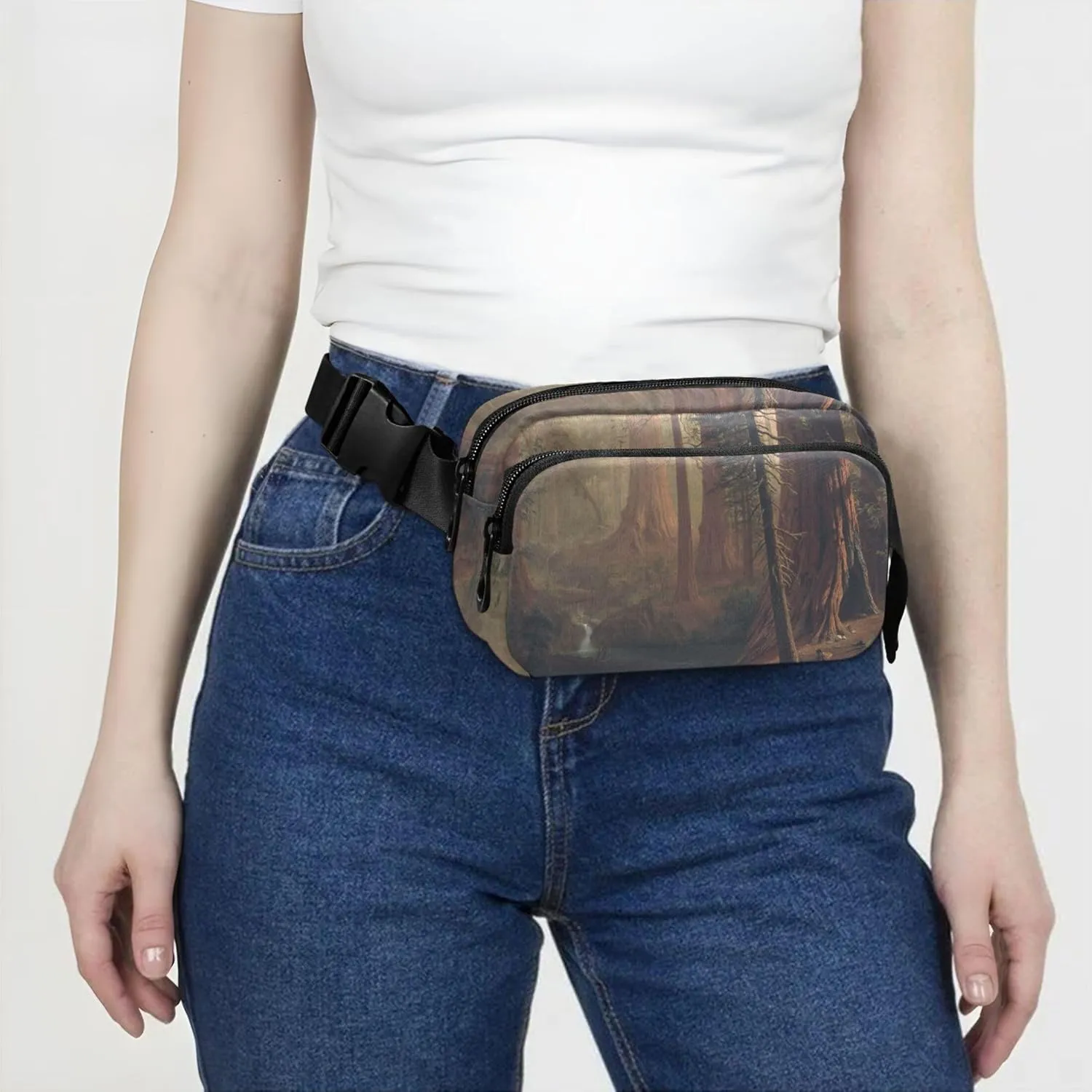 Albert Bierstadt Giant Redwood Trees Fanny Packs Women Neon Anti Theft Belt Bag Waterproof Waist Purse for Women