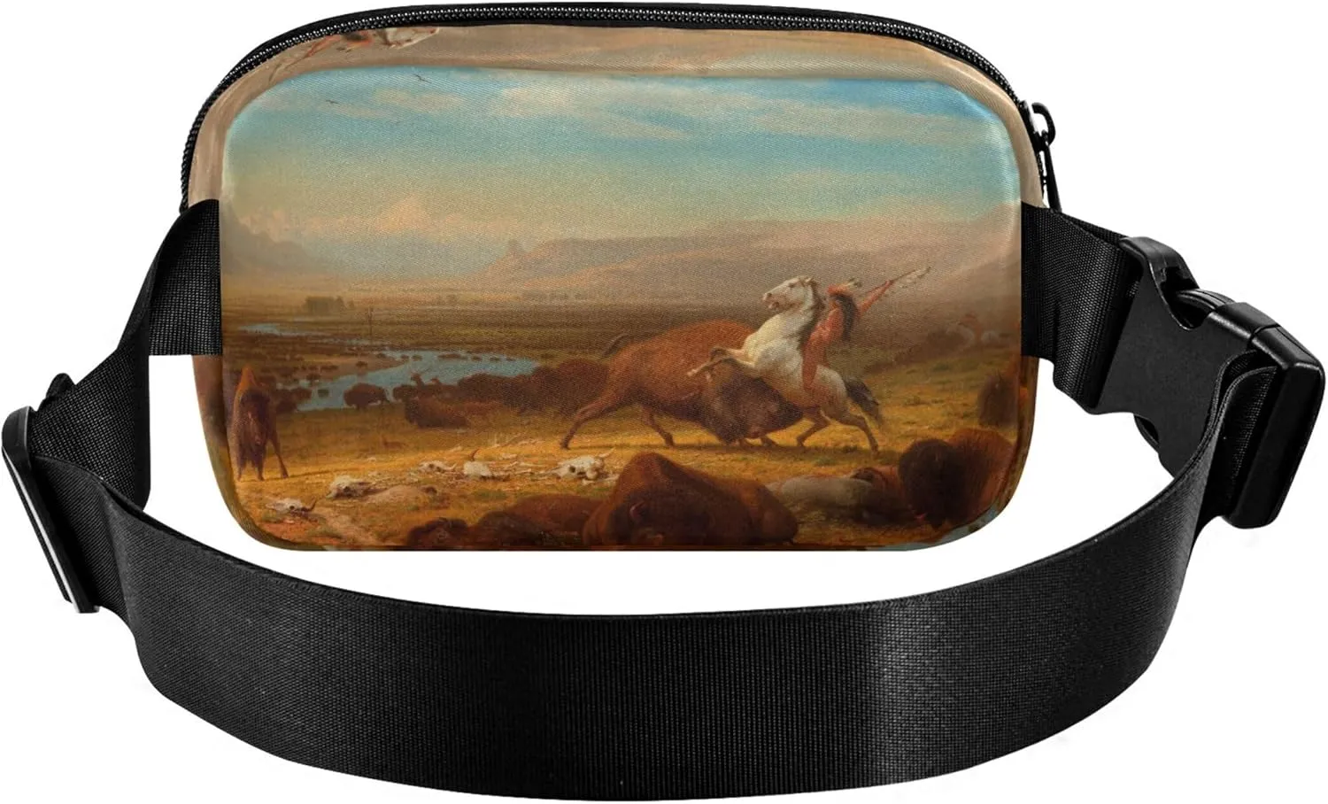 Albert Bierstadt Last Buffalo Print Womens Fanny Pack Festival Large Hip Belt Bag Waterproof Cross Body Waist Pack