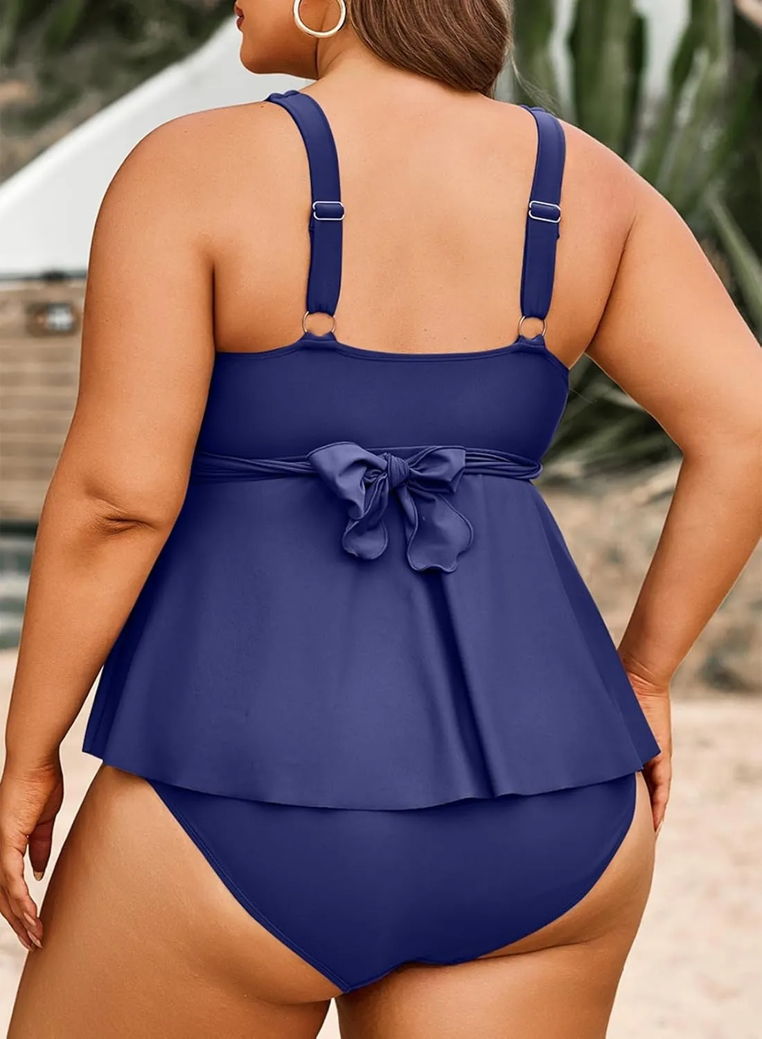 Aleumdr Plus Size Tankini Swimsuits for Womens Bathing Suit Tankini Tops with High Waisted Shorts Swimwear