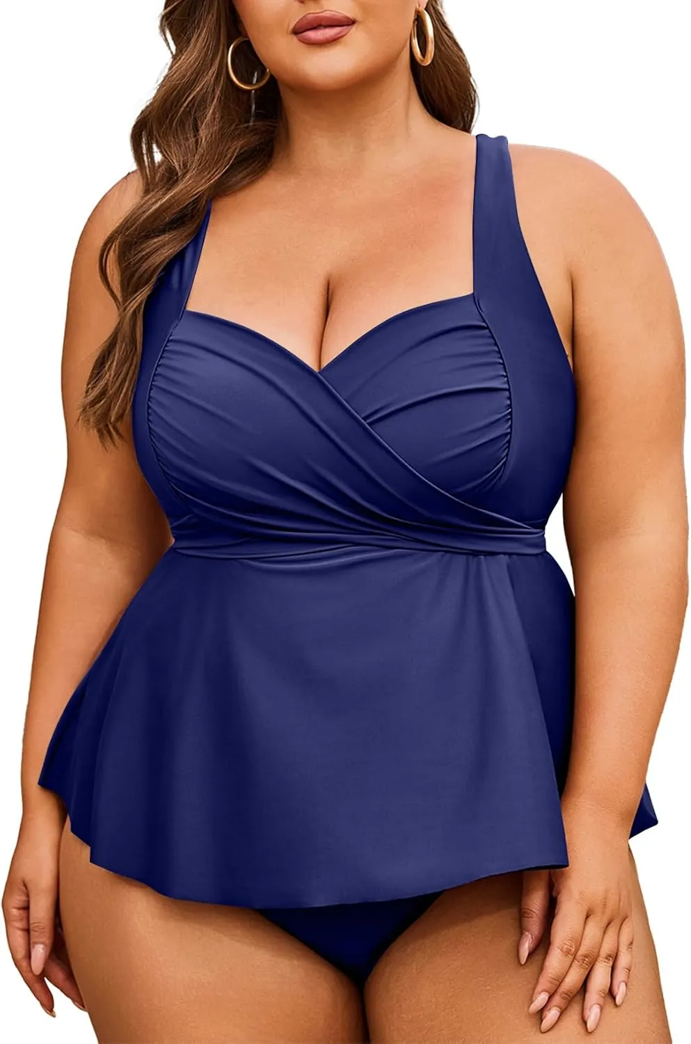 Aleumdr Plus Size Tankini Swimsuits for Womens Bathing Suit Tankini Tops with High Waisted Shorts Swimwear