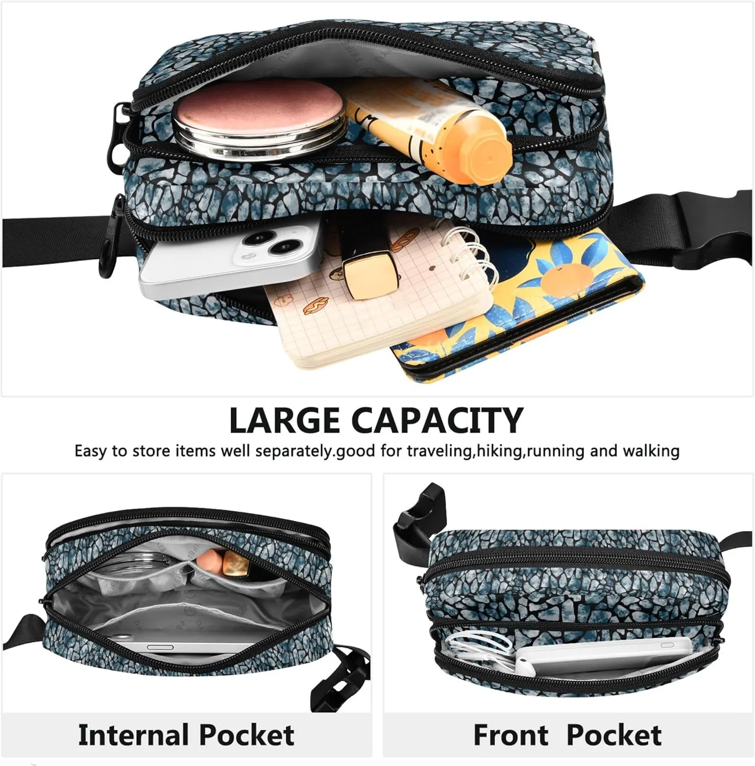 Animal Print Waterproof Fanny Packs for Women Everywhere Belt Bag Trendy Waist Pack for Women