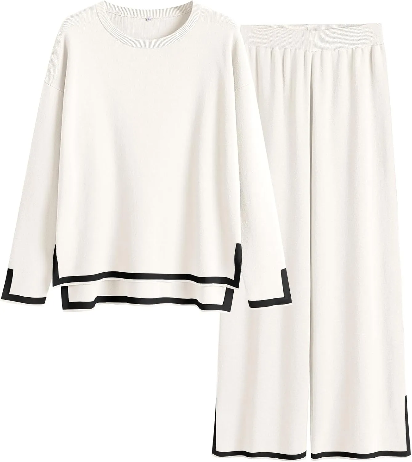 ANRABESS Women's Two Piece Outfits Knit Pullover Sweater Tops & Wide leg Pants Lounge Matching Sweatsuit Tracksuits Sets
