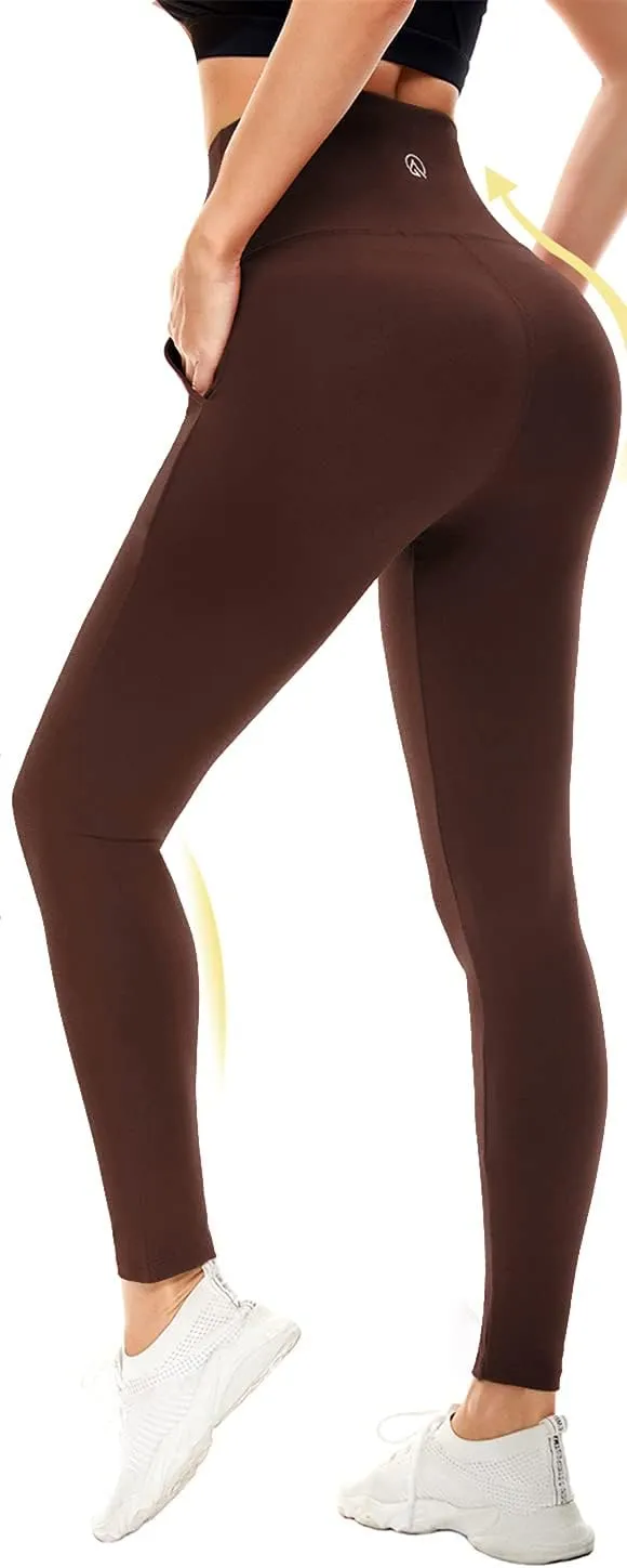 Aoliks Leggings with Pockets for Women - High Waist Tummy Control Yoga Pants Running Gym Workout Dance Pants