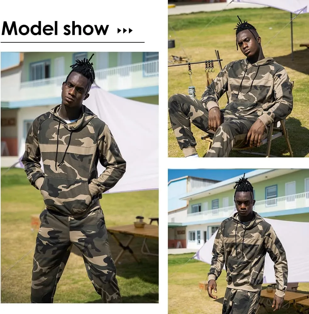 AOTORR Mens Sweatsuits 2 Piece Casual Tracksuits Camo Hoodie Jogging Sweatpants Suit