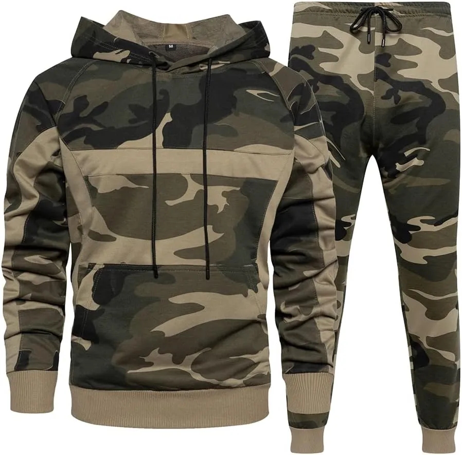 AOTORR Mens Sweatsuits 2 Piece Casual Tracksuits Camo Hoodie Jogging Sweatpants Suit