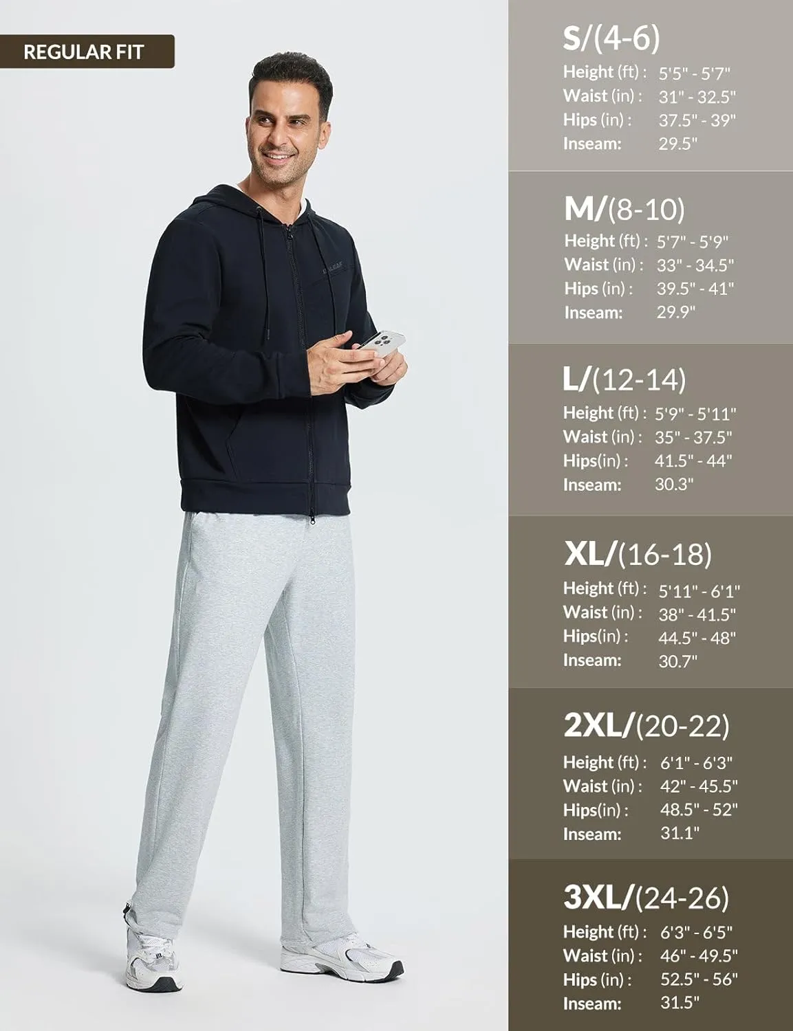baleaf Men's Sweatpants Casual Lounge Cotton Pajama Yoga Pants Open Bottom Straight Leg Male Sweat Pants with Pockets
