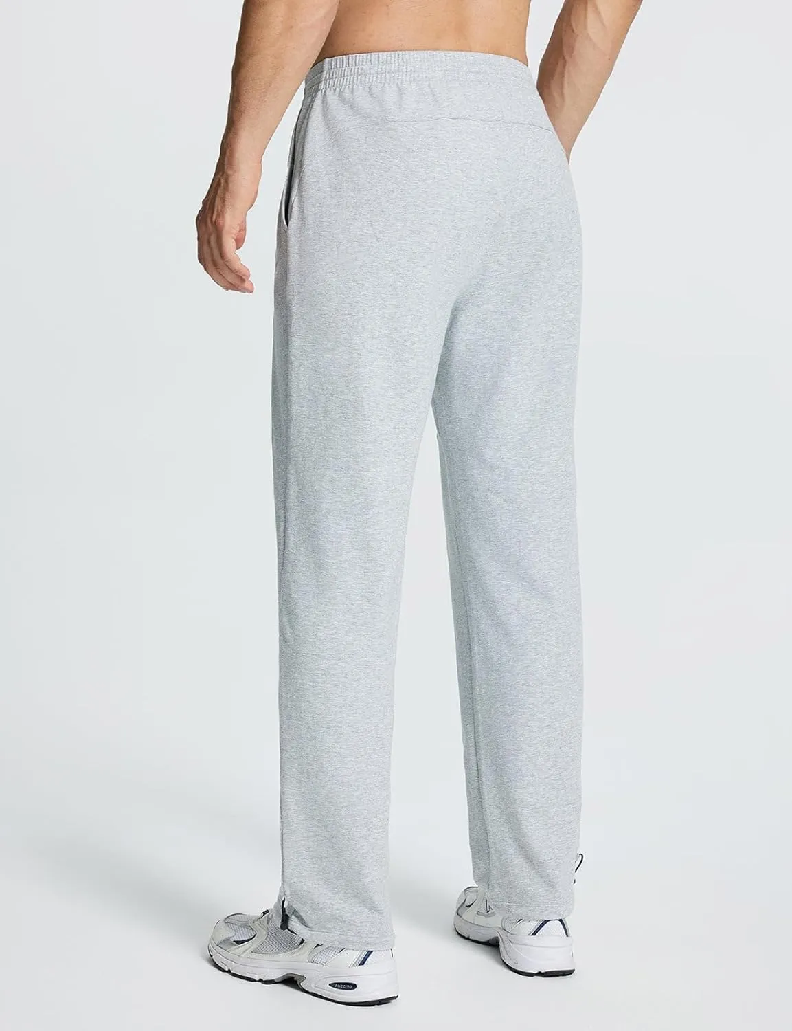 baleaf Men's Sweatpants Casual Lounge Cotton Pajama Yoga Pants Open Bottom Straight Leg Male Sweat Pants with Pockets