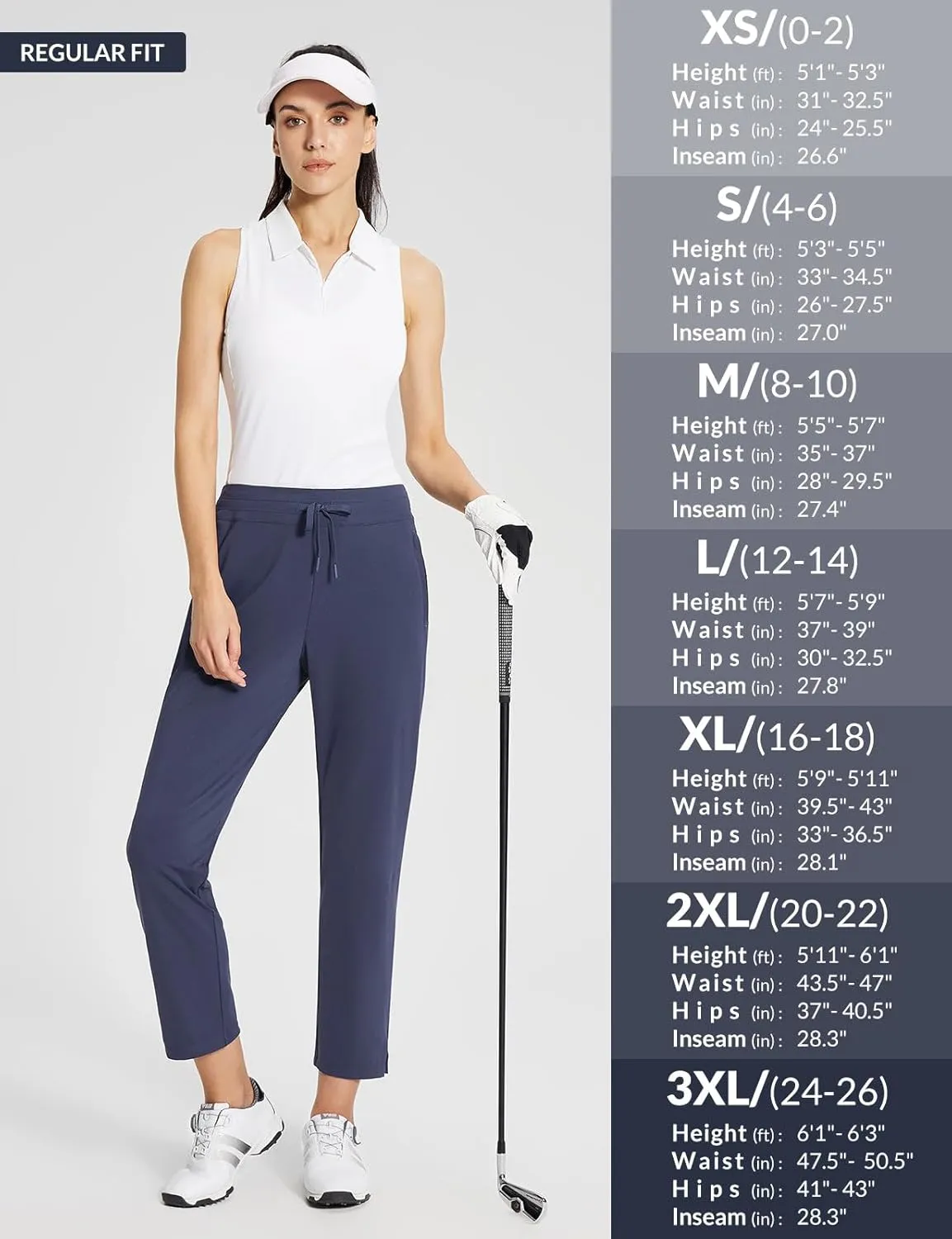 baleaf Women's Golf Pants with Pockets Petite Stretch Work Pant High Waisted Sweatpants for Travel Athletic