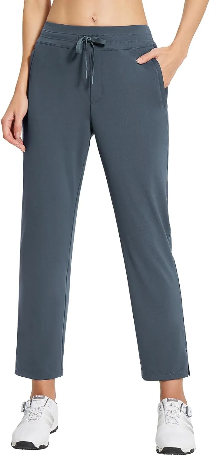 baleaf Women's Golf Pants with Pockets Petite Stretch Work Pant High Waisted Sweatpants for Travel Athletic