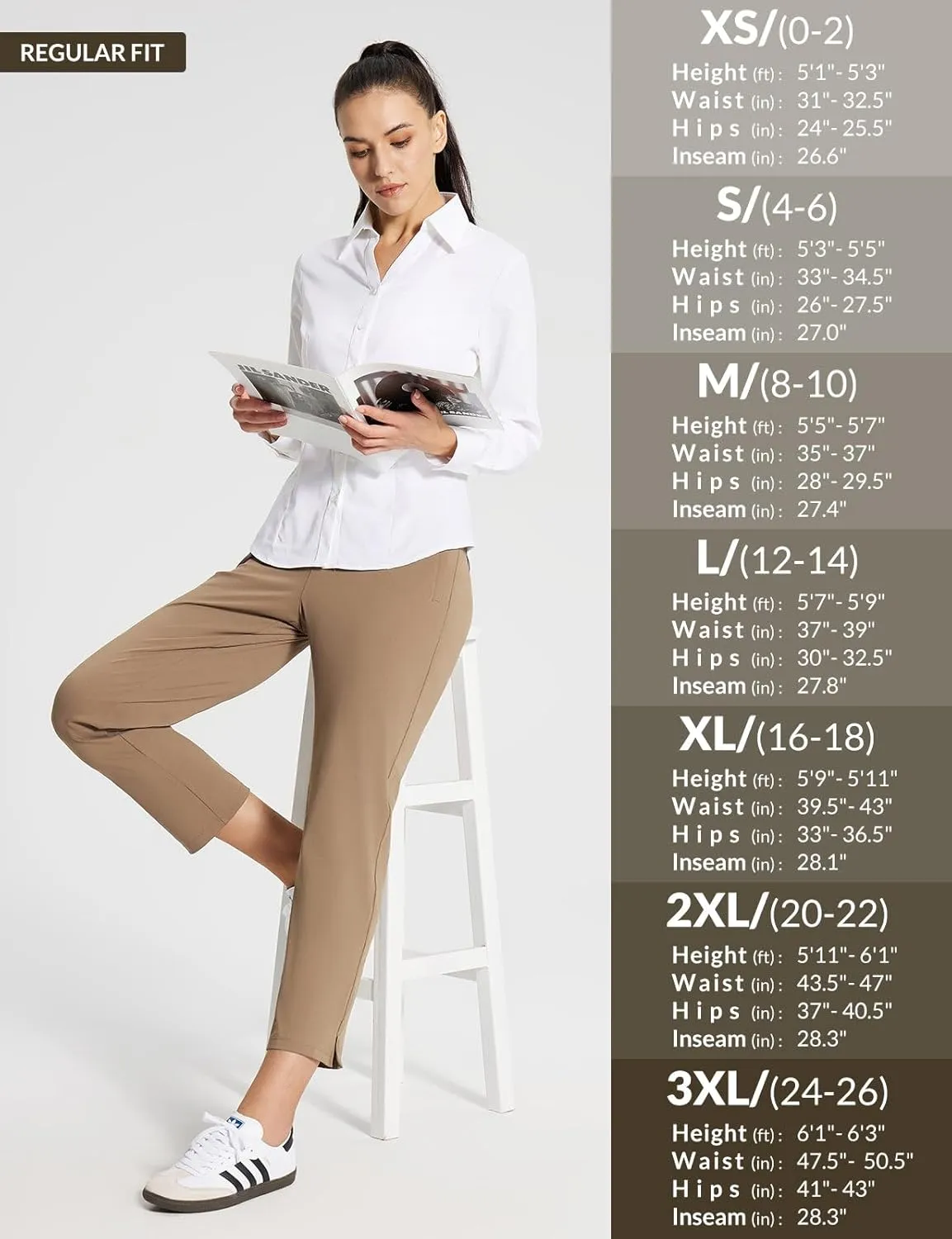 baleaf Women's Golf Pants with Pockets Petite Stretch Work Pant High Waisted Sweatpants for Travel Athletic