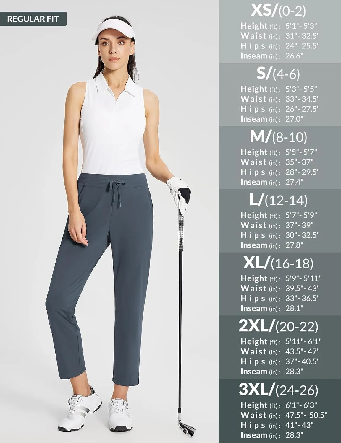 baleaf Women's Golf Pants with Pockets Petite Stretch Work Pant High Waisted Sweatpants for Travel Athletic