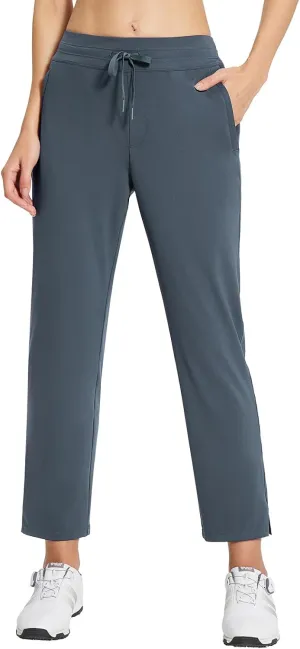 baleaf Women's Golf Pants with Pockets Petite Stretch Work Pant High Waisted Sweatpants for Travel Athletic