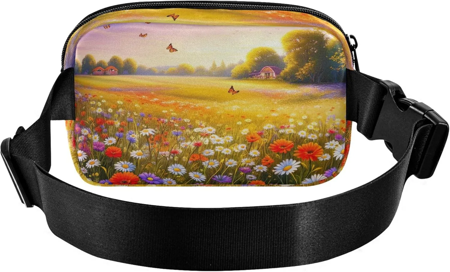 Beautiful Meadow Colorful Wildflowers Women Fanny Packs Festival Belt Bag Hip Pack Waterproof Crossbody Waist Pack