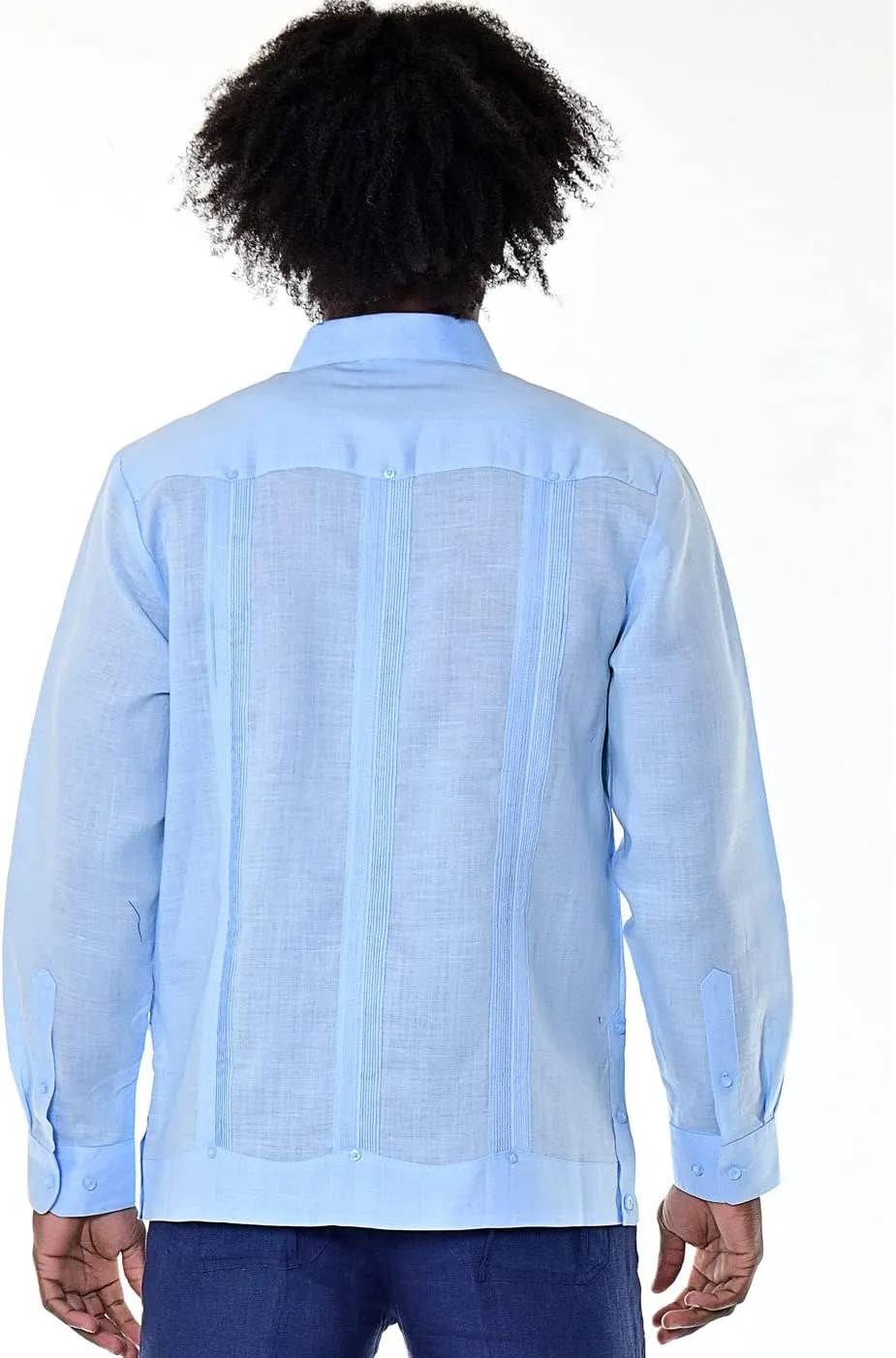 bohio Men's 100% Linen Guayabera-Traditional Cuban (4)-Pocket Long Sleeve