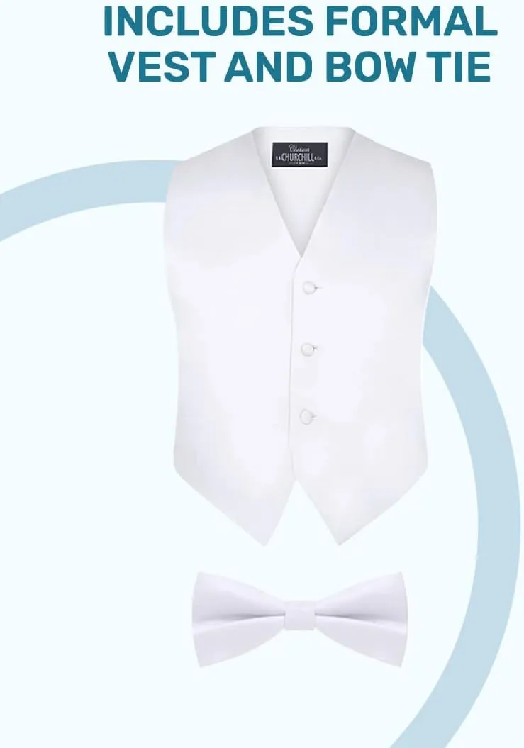 Boys' 5-Piece Tuxedo Set: Premium Formal Jacket, Pants, Shirt, Vest & Bow Tie