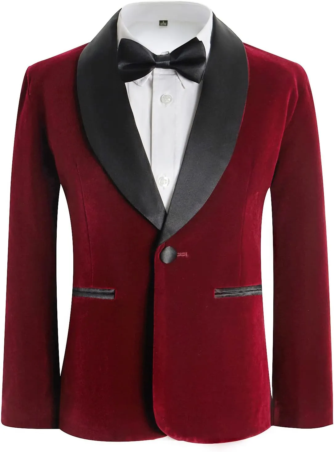 Boys Tuxedo Suit 3 Pieces Kids Formal Slim Fit Velvet Suits Set for Wedding Prom Party