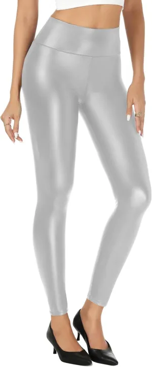 Buauty Faux Leather Leggings for Women High Waisted Leather Pants Tummy Control Stretch Pleather PU Pants