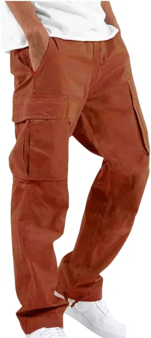 Cargo Sweatpants for Men Tapered Stretch Twill Drawstring Athletic Joggers Sweatpants with 6 Pockets Men's Sweatpants