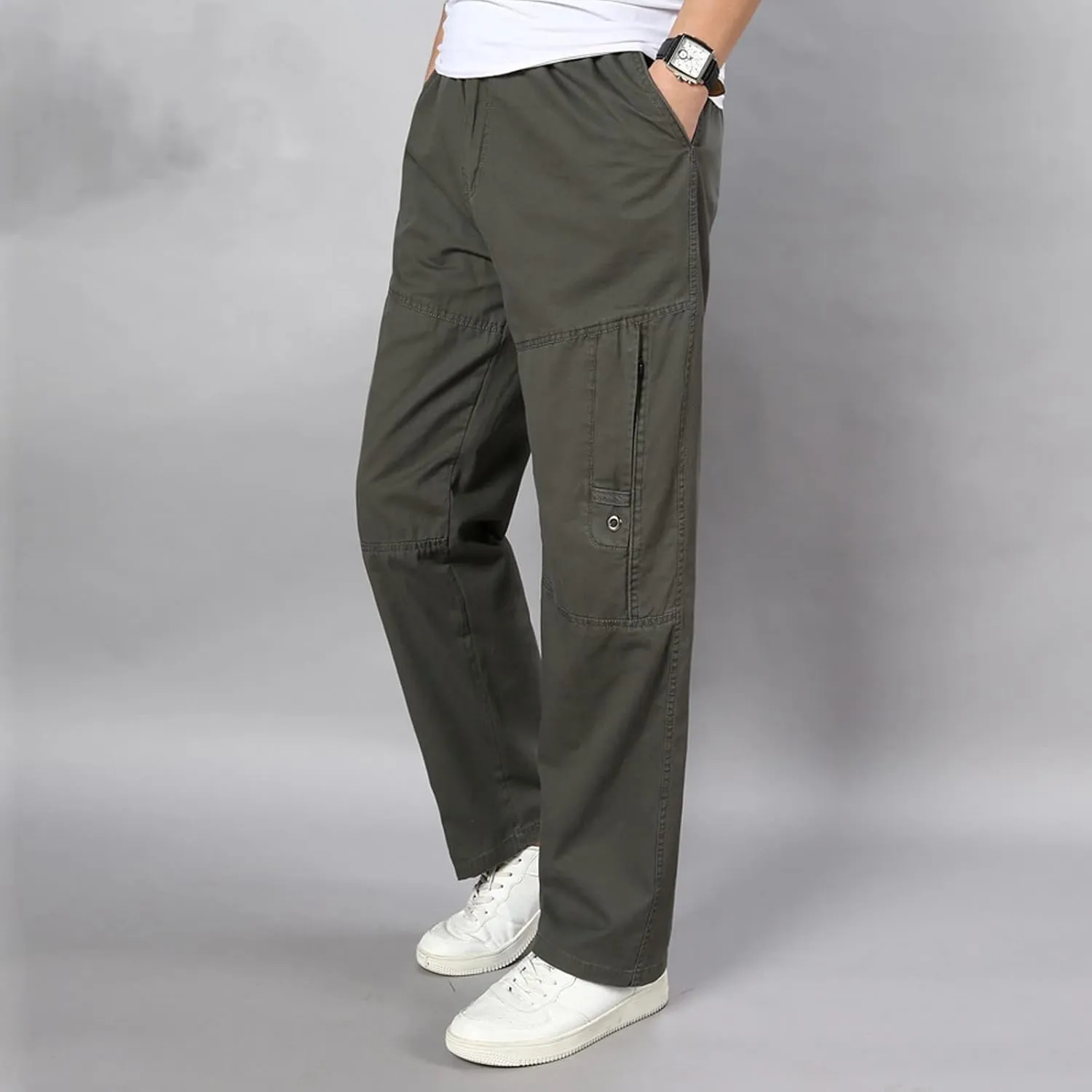 Cargo Trousers for Men Casual Long Trousers Light Jogger Pants Men's Club Sweatpants Stretch Elastic Running Athletic