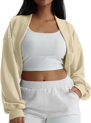 CHERFLY Womens Cropped Bolero Shrug Cardigan 2025 Batwing Y2k Sports Jacket Fall Outfits