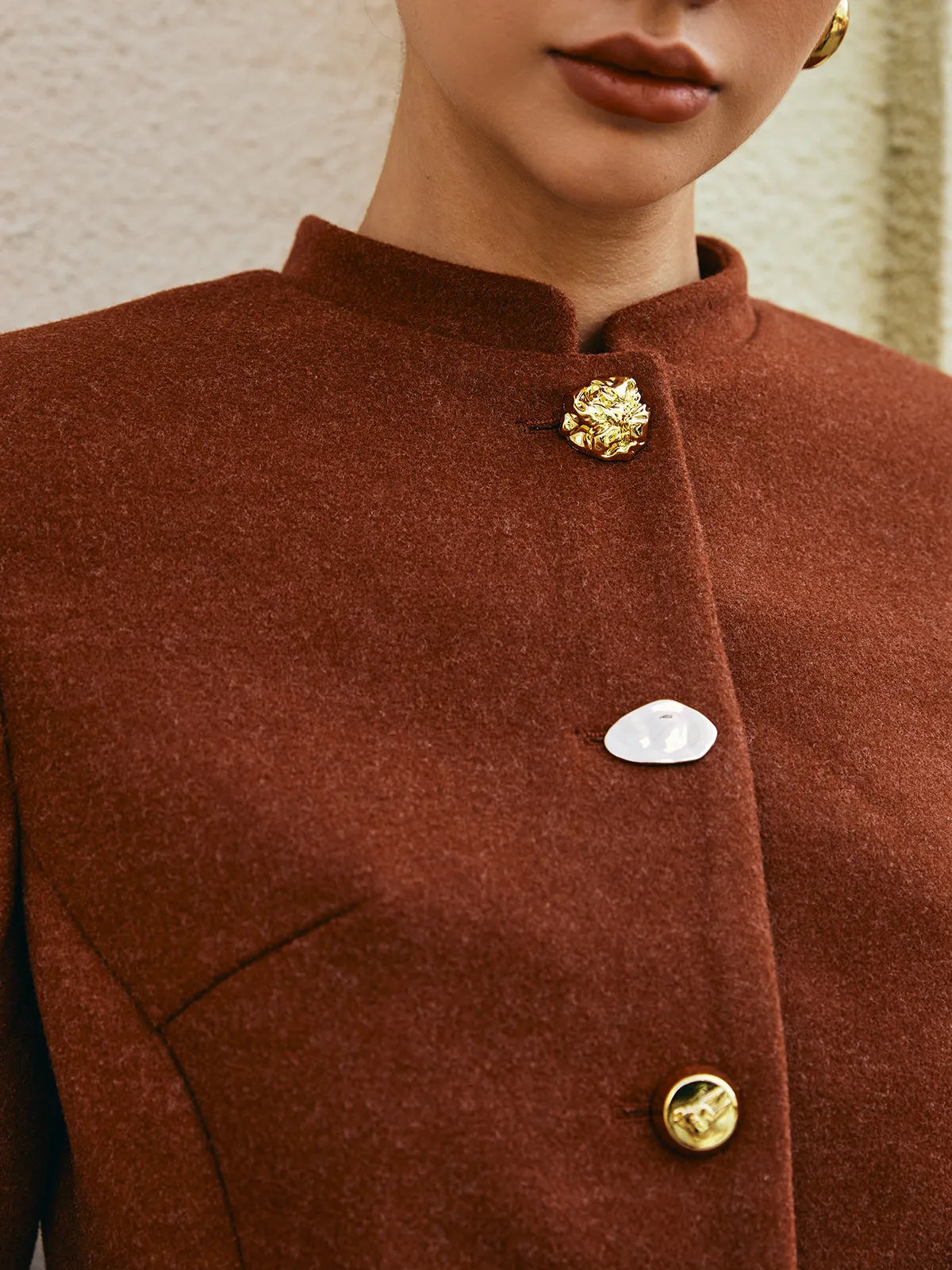 Chicmy-Winter Outfits Christmas Thanksgiving Gift New Year's Eve Outfits Streetwear Fashion Button Down Tweed Short Coat