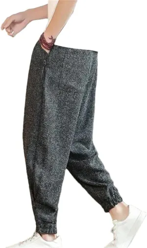 Chinese Style Men's Casual Pants Male Cotton Linen Trousers Spring Summer Harem Pants