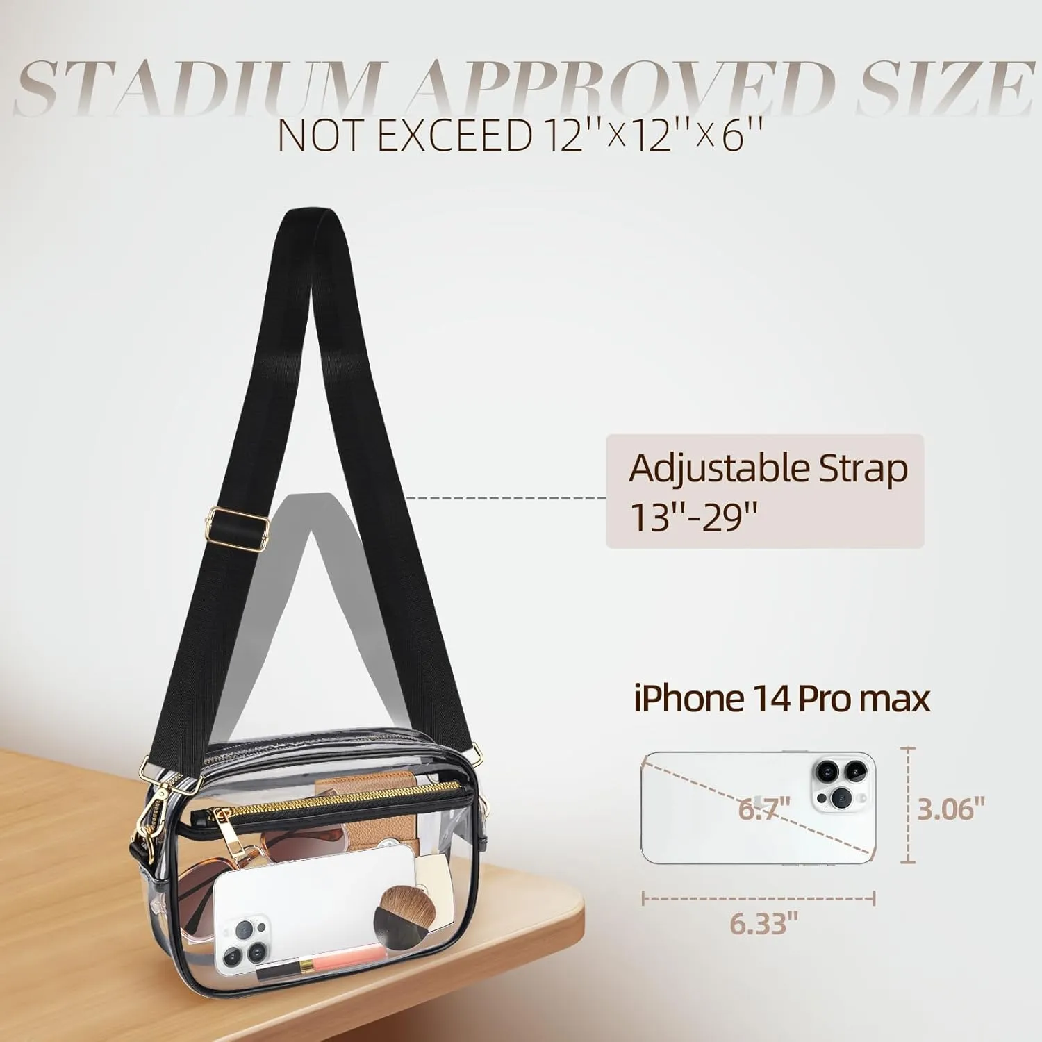 Clear Bag Stadium Approved, Clear Crossbody Bag Purses for women for Concert, Sports, Festivals