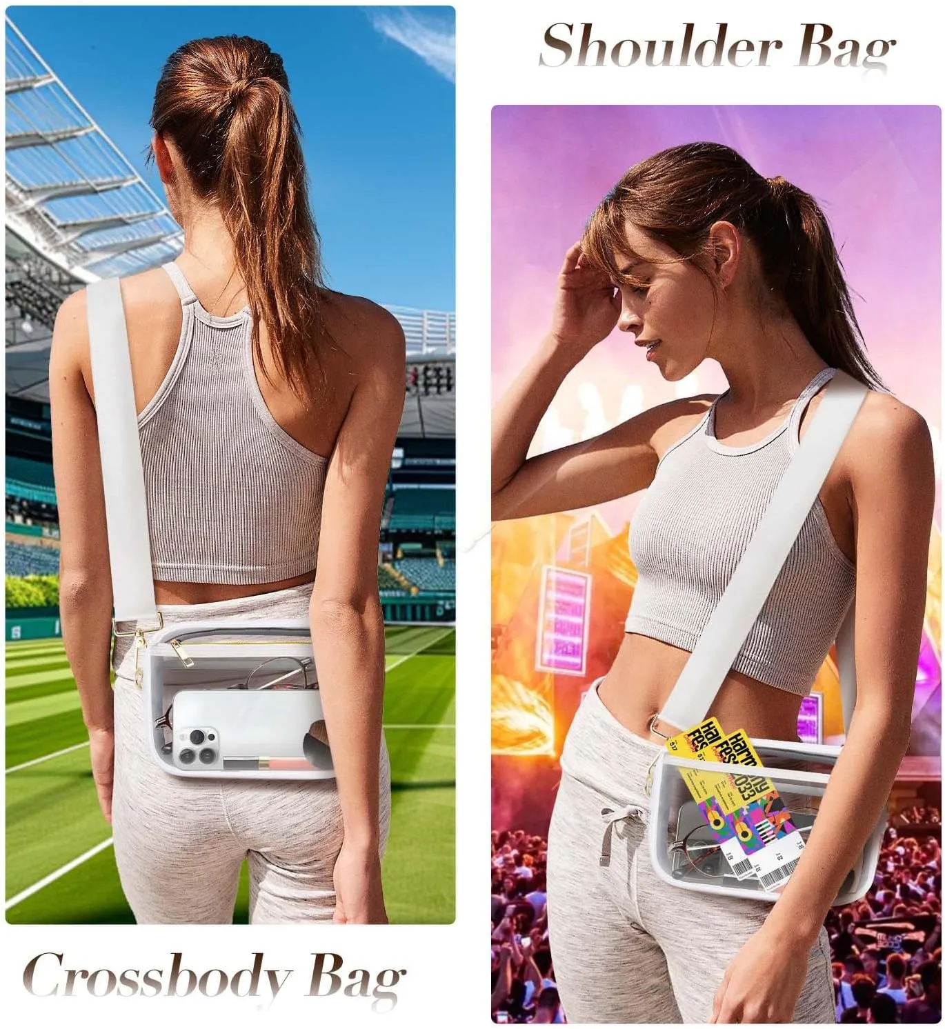 Clear Bag Stadium Approved, Clear Crossbody Bag Purses for women for Concert, Sports, Festivals