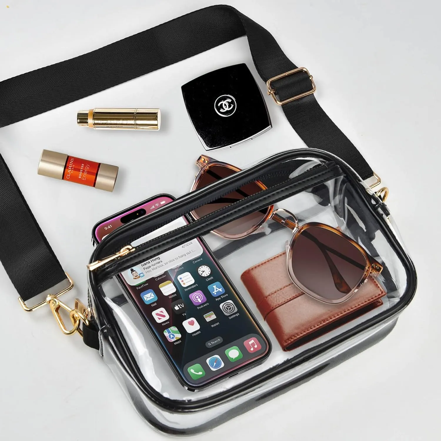 Clear Bag Stadium Approved, Clear Crossbody Bag Purses for women for Concert, Sports, Festivals