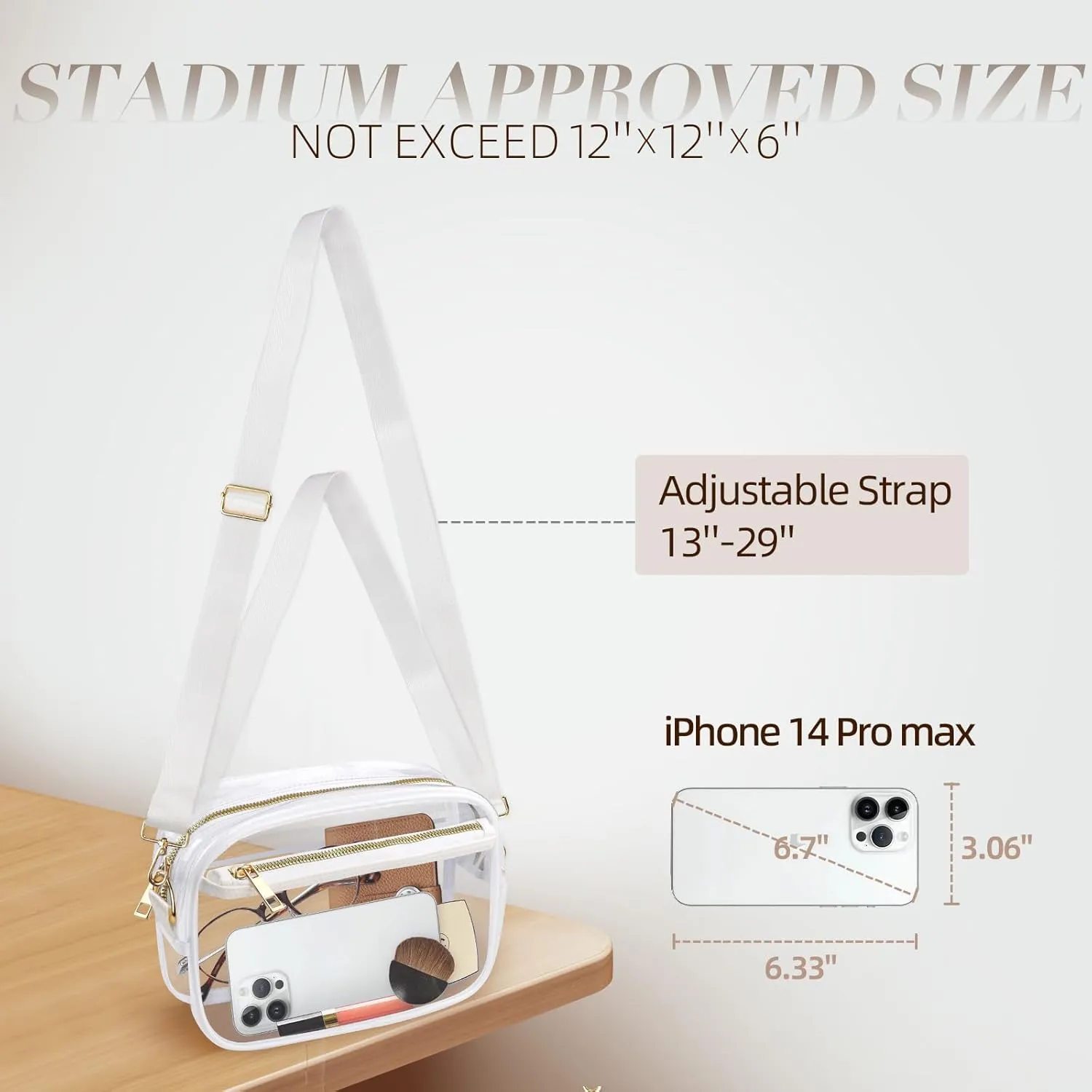Clear Bag Stadium Approved, Clear Crossbody Bag Purses for women for Concert, Sports, Festivals