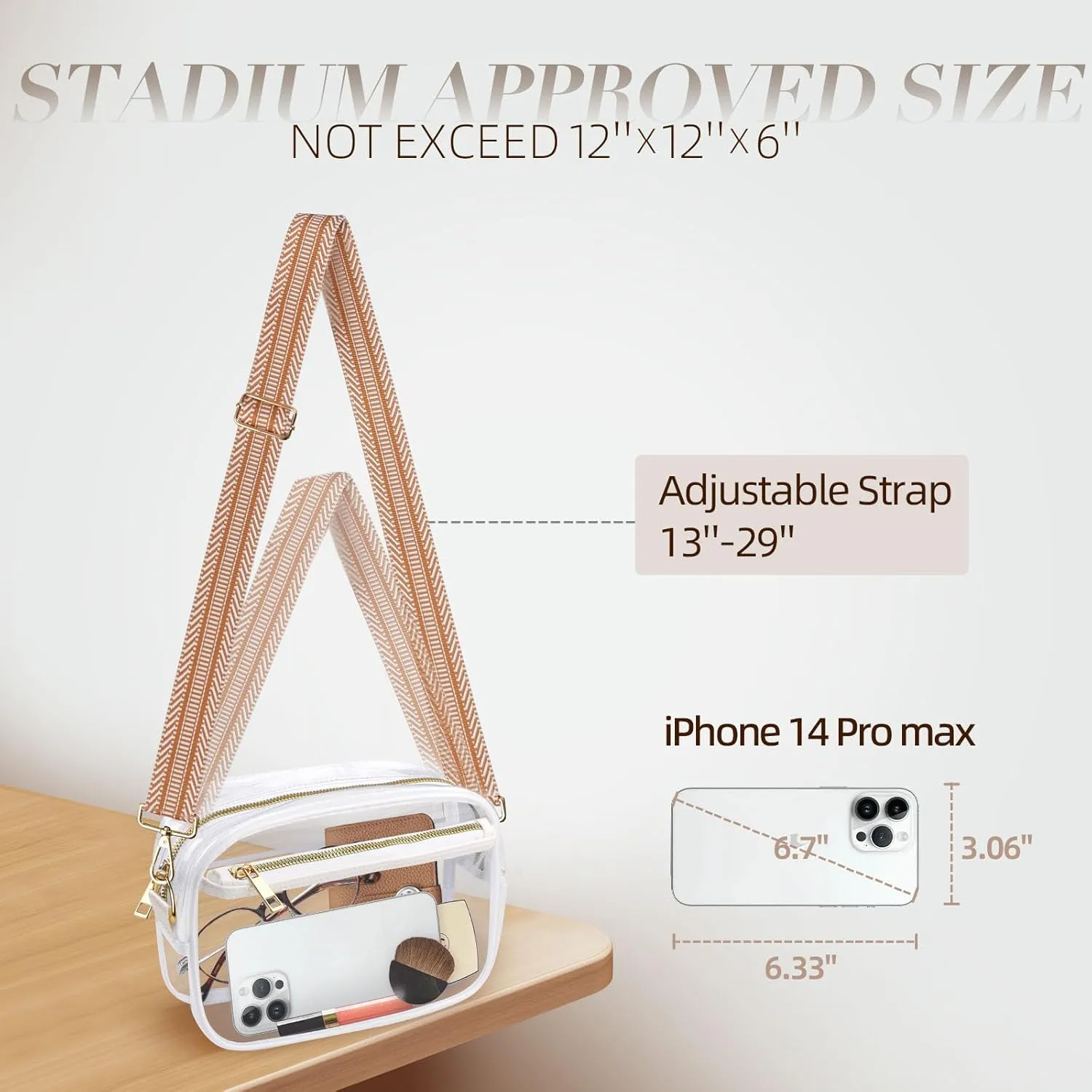 Clear Bag Stadium Approved, Clear Crossbody Bag Purses for women for Concert, Sports, Festivals