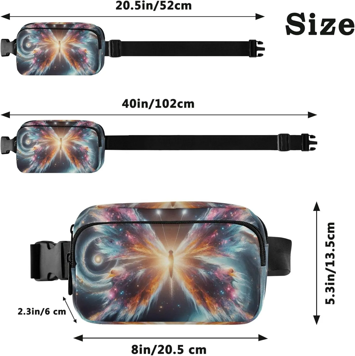Colorful Butterfly Galaxy Fanny Packs Women Everywhere Belt Bag Waterproof Bright Colored Waist Pouch for Women
