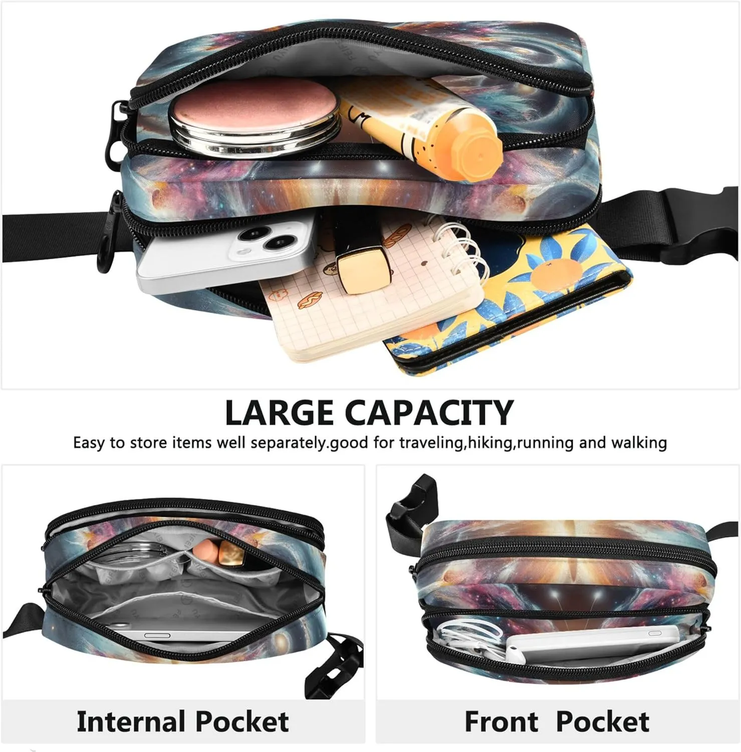 Colorful Butterfly Galaxy Fanny Packs Women Everywhere Belt Bag Waterproof Bright Colored Waist Pouch for Women