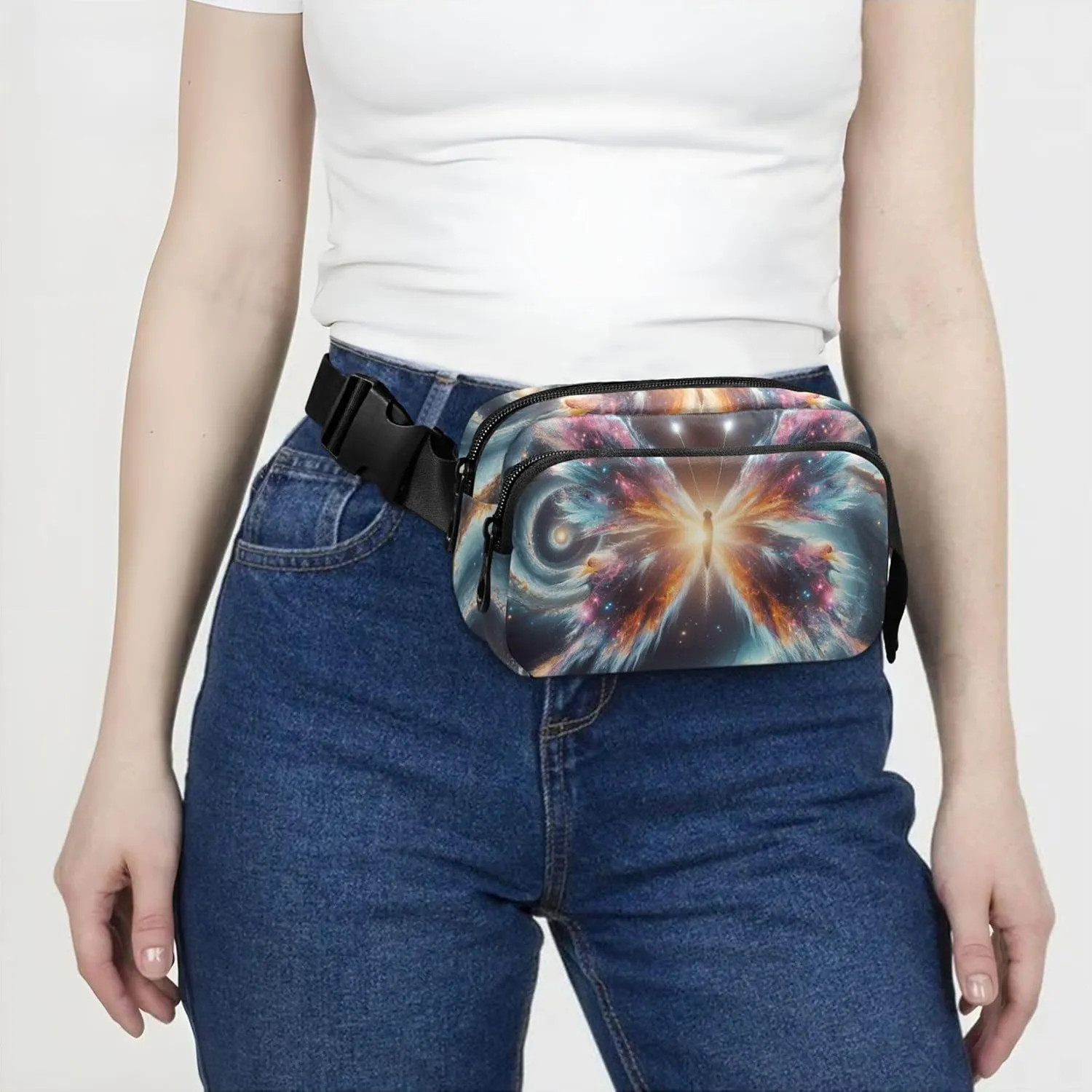 Colorful Butterfly Galaxy Fanny Packs Women Everywhere Belt Bag Waterproof Bright Colored Waist Pouch for Women