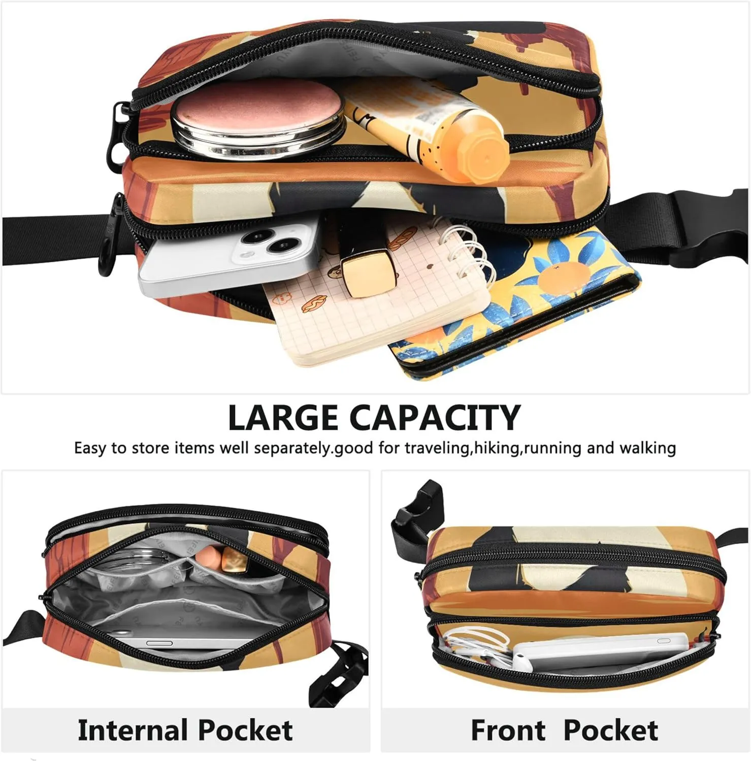 Cowboy Horse Orange Desert Fanny Pack for Women Funny Hip Pouch Belt Bag Waterproof Waist Bag for Women