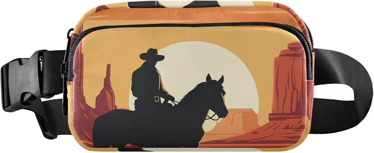 Cowboy Horse Orange Desert Fanny Pack for Women Funny Hip Pouch Belt Bag Waterproof Waist Bag for Women