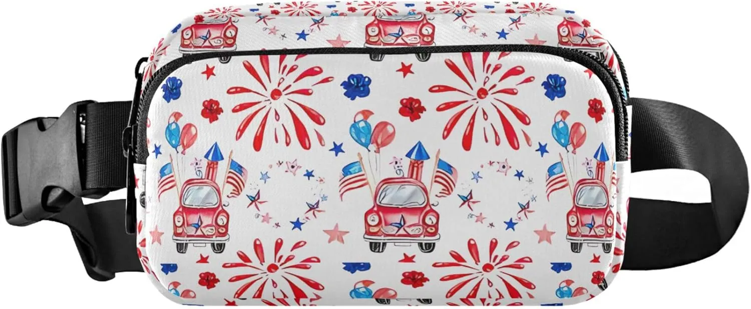 Custom 4th July America Truck Fireworks Women Fanny Packs Waterproof Belt Bags Hip Pack Designer Waist Pack for Women
