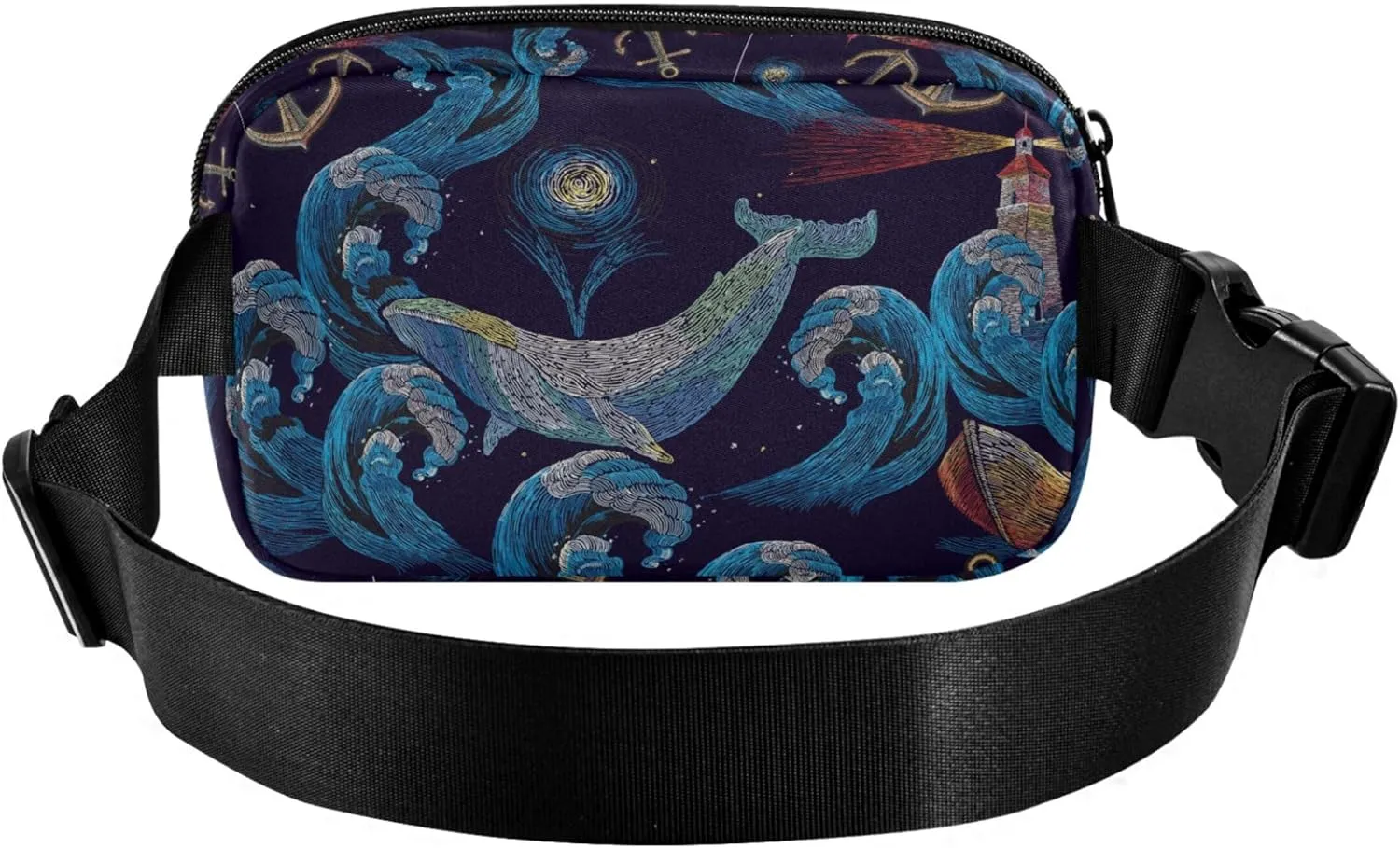 Customized Blue Anchor Sailing Womens Fanny Pack Waterproof Hip Pack Belt Bag Cute Waist Pack for Women